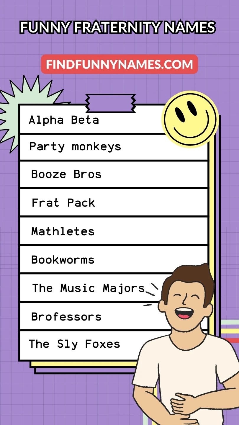 Funny Fraternity Names Ideas List