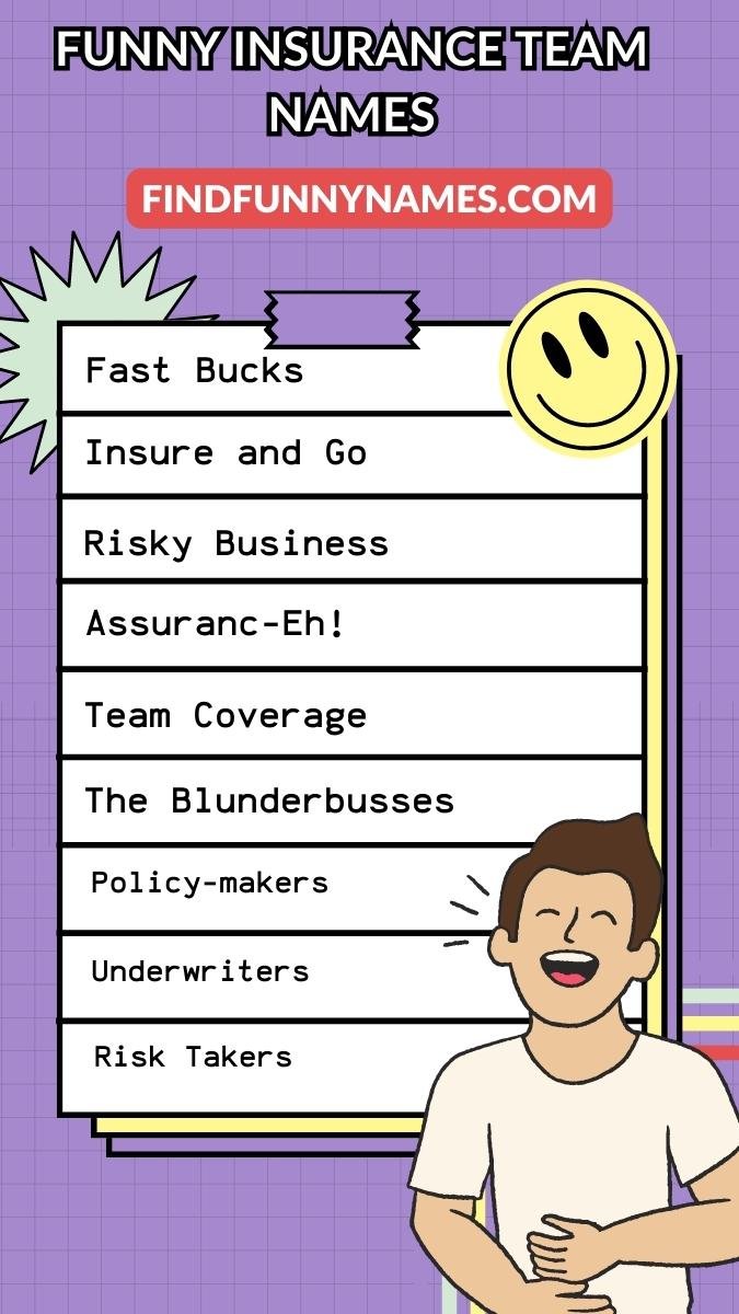 Funny Insurance Team Names Ideas List