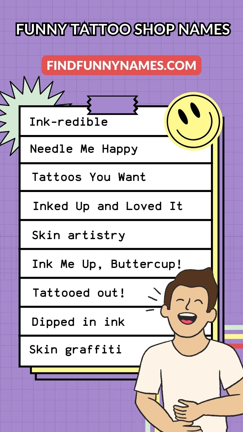 Funny Tattoo Shop Names Ideas List